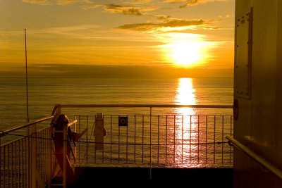 At sea