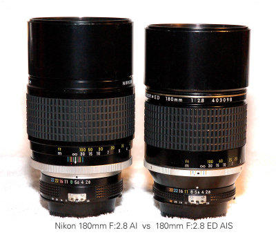 Nikon 180mm F:2.8 AI vs ED AIS