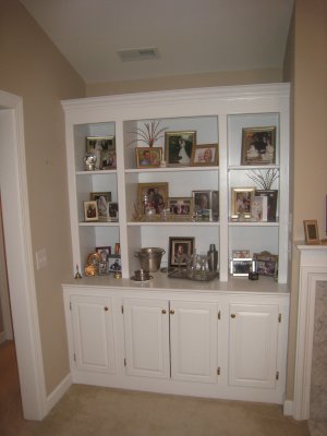 built in cabinets in living room