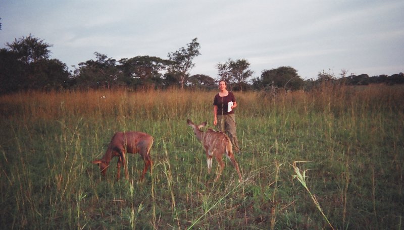 Kerry and the antelope calves.JPG