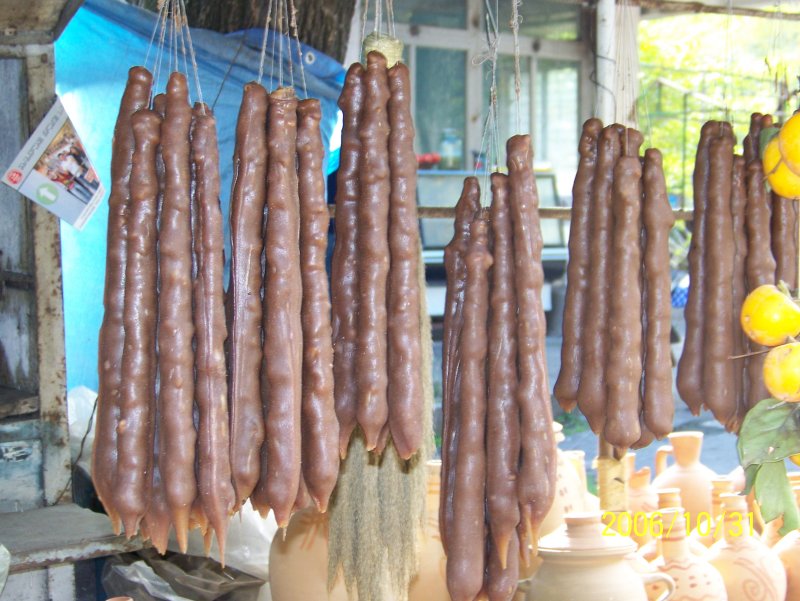 Churchkhela being sold at a roadside stand
