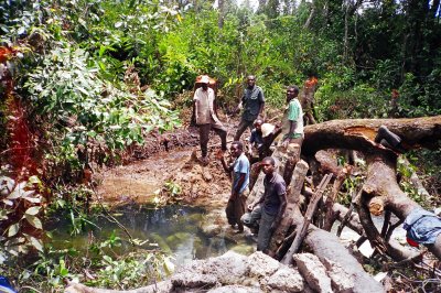 Building a dam for a furrow.JPG