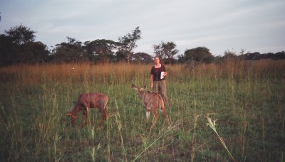 Kerry and the antelope calves.JPG