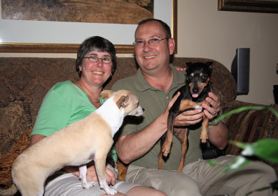 Lark, husband Steve and the guard dogs
