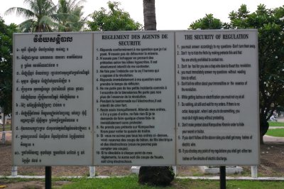 The chilling notice to inmates in S21 Prison Phnom Penh. 14000 men, women children and babies came through here to their deaths.