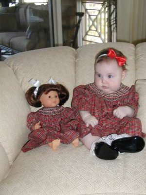 with her matching doll
