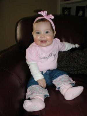 her first pair of jeans!  they make mommy laugh!