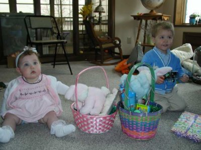 opening their easter baskets