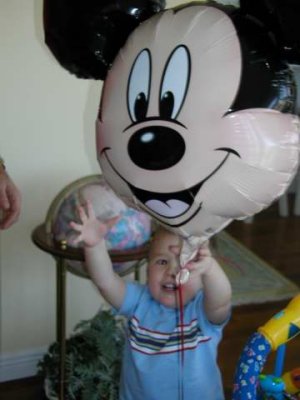 joey's mickey balloon on his 2nd birthday