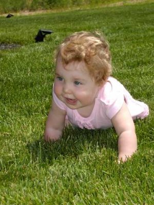 first time crawling in the grass