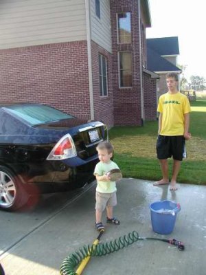washing cars with cousin max , uncle steve, and daddy