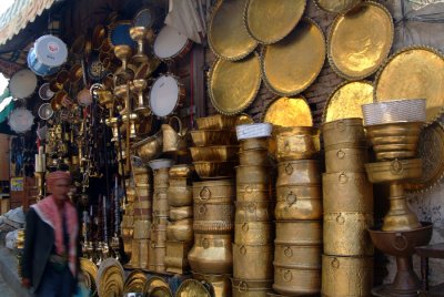 A store for decorated cupper pots