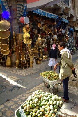 A store for decorated cupper pots
