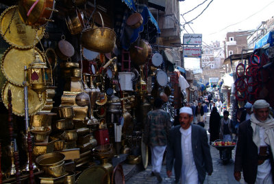 A store for decorated cupper pots