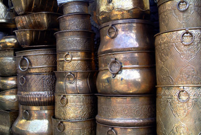A store for decorated cupper pots