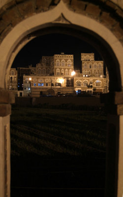 Old city of Sanaa at night