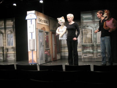the bus top and the stage