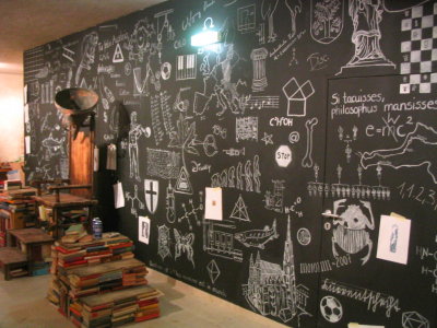 The blackboard at the entrance