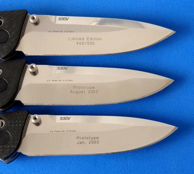 Benchmade 733-01 regular + proto blade engravings