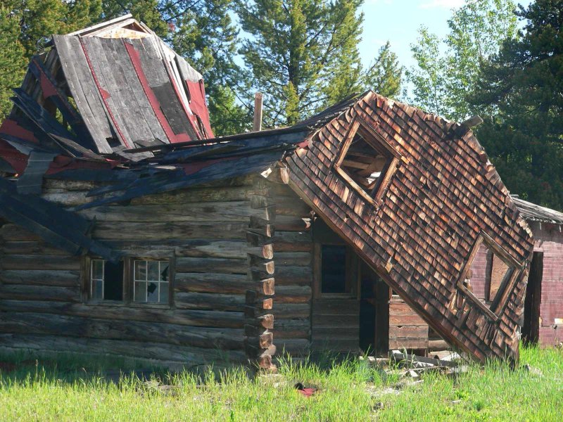 Collapsed barn near Nimpo Lake, B.C