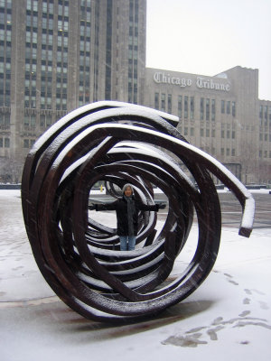Bernar Venet
Temporary Sculpture Exhibit 
Chicago, IL
See: http://www.bernarvenet.com/
