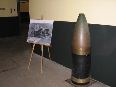 16-inch drill round displayed in entry hall. It weights 2,700 lbs.