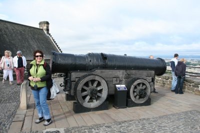 Edinburgh Castle. Betsy with Mons Meg