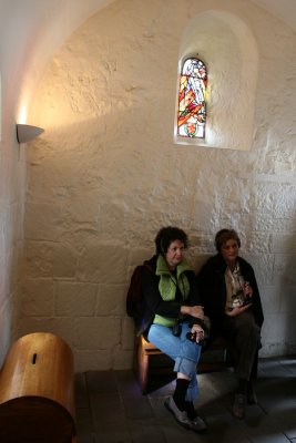 Edinburgh Castle.  Betsy & Maria in the Chapel of St. Margaret