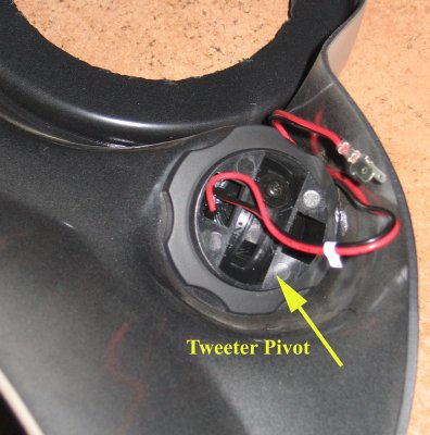 Tweeter pivot mechanism from the back