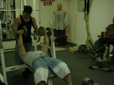 Phillip lifting weightsthese guys are greatworking out at Dave's