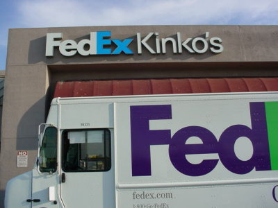 FedEx parked in firelane