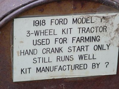 1918 Ford Model T<br>3 wheel kit tractor