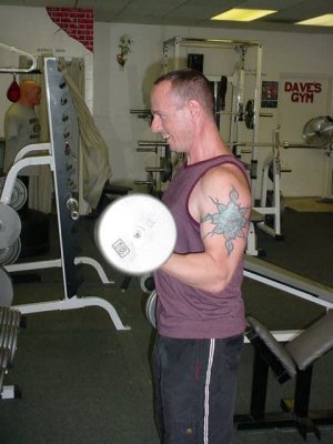Trevor working outat Dave's Gym