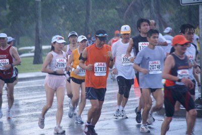 Okay, whose great idea was it to run the marathon in this rain