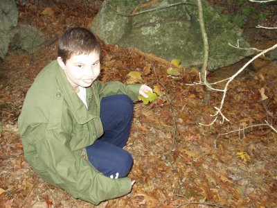 michael working on his leaf project