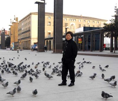 Mom with the pigeons
