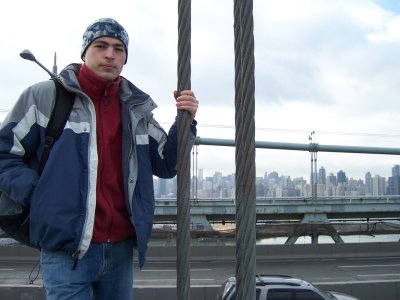 Me on the Triborough Bridge, Manhatten in the background