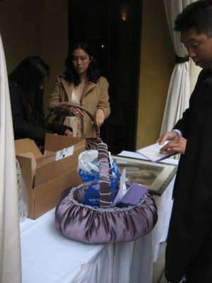 Janet and Durgha taking care of the entrance table