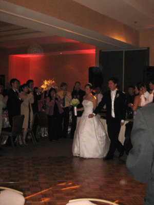 the new couple's grand entrance
