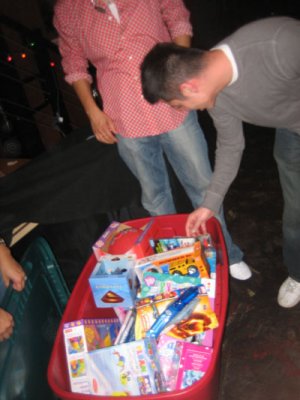 a bin full of toy donations!
