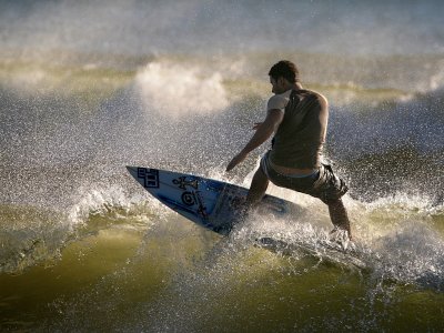 Surfing on the Pacific coast in Nosara Costa Rica