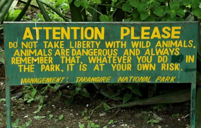 Warning Sign, Tarangire National Park