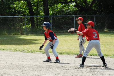 Our grandchild, ready to steal third base!