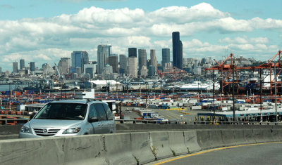Driving into city of Seattle.