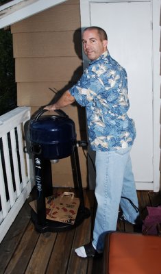 John Peralta barbecuing at his home in Martinez