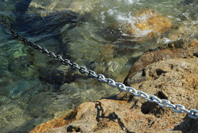 A chain into the water.