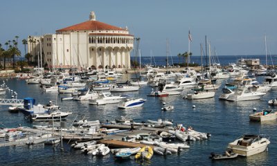 Avalon Harbor, with 1929 Casino in the background, now a multi-purpose theater.