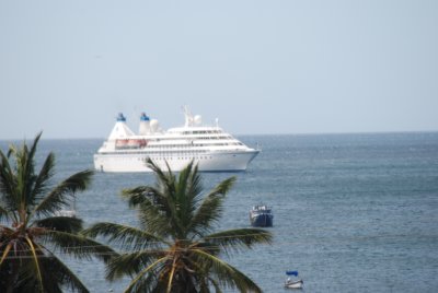 One of the cruise ships in the bay