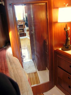 fwd cabin - looking aft in mirror while looking forward !