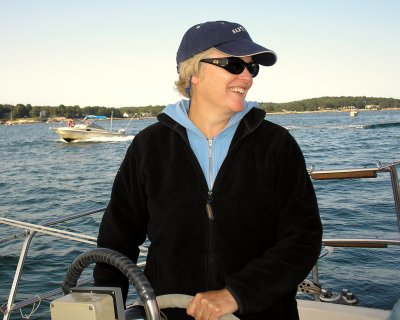 Pam at the helm